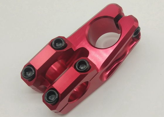 Pièces faites sur commande de bicyclette de tige d'alliage de commande numérique par ordinateur, accessoires rouges de vélo de BMX